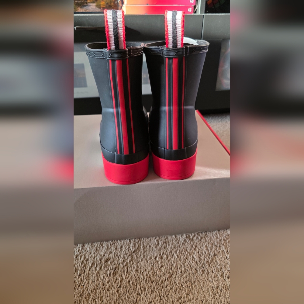 Hunter Black and Red Rain Boots - Picture 3 of 8